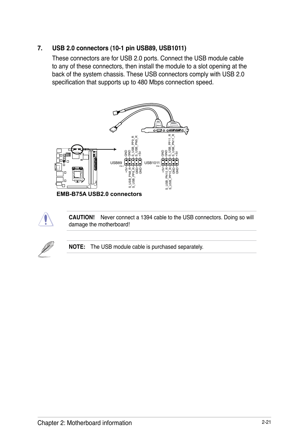 Emb-b75a usb2.0 connectors | AAEON EMB-B75A User Manual | Page 29 / 48