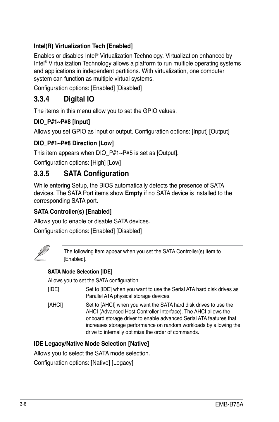 4 digital io, 5 sata configuration | AAEON EMB-B75A User Manual | Page 38 / 48