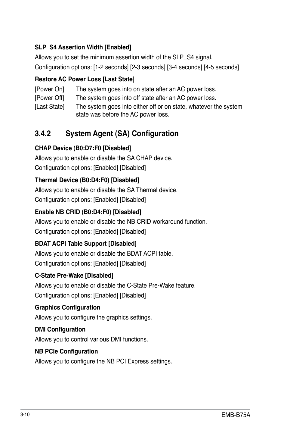 2 system agent (sa) configuration | AAEON EMB-B75A User Manual | Page 42 / 48