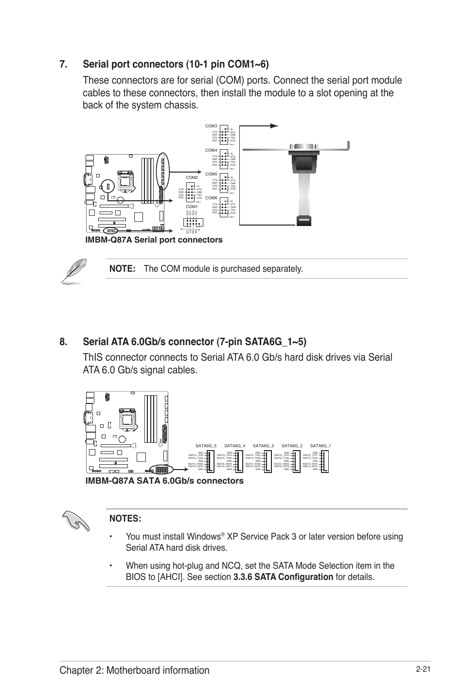 Imbm-q87a sata 6.0gb/s connectors, Imbm-q87a serial port connectors | AAEON IMBM-Q87A User Manual | Page 29 / 48