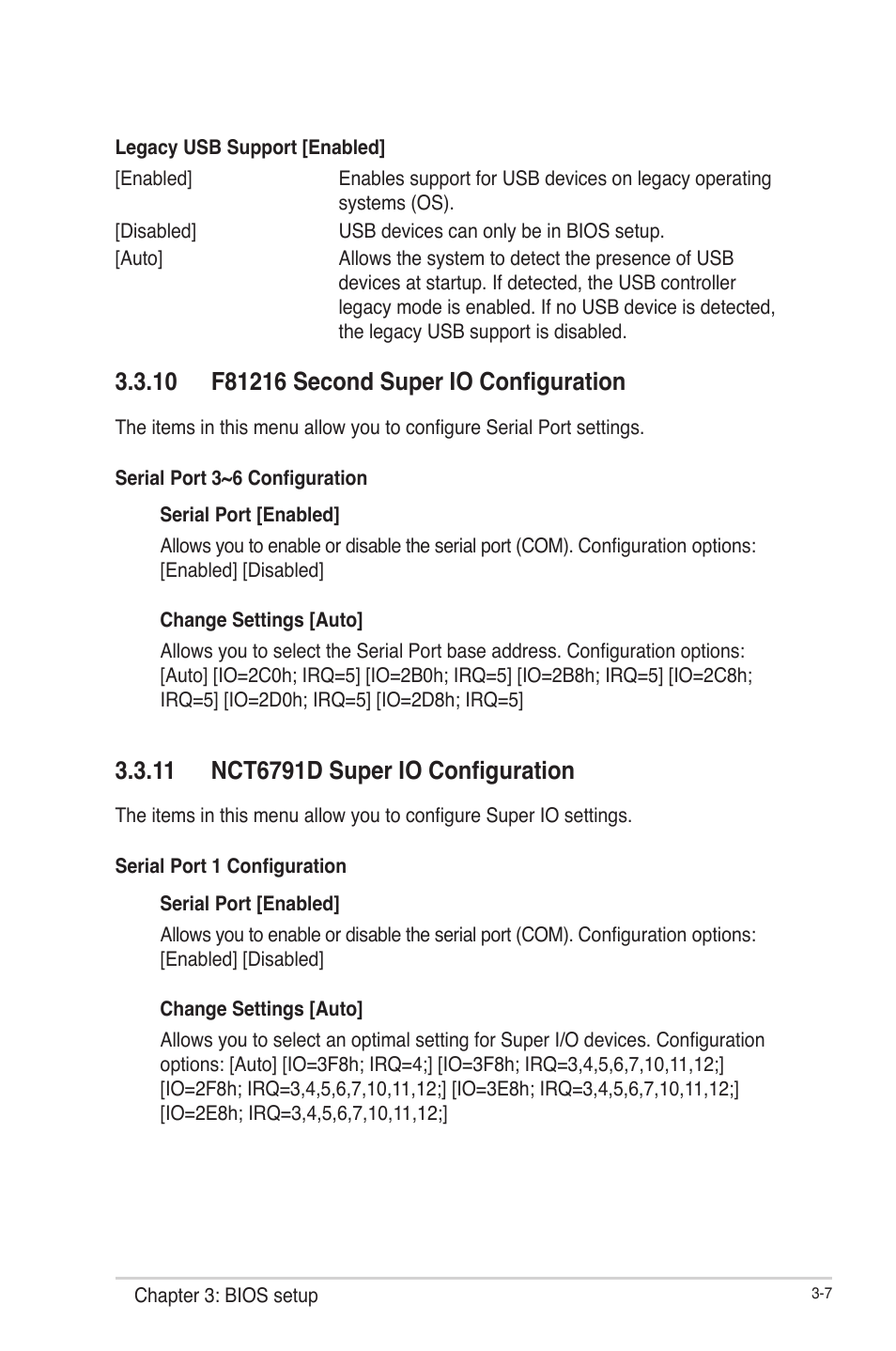 10 f81216 second super io configuration, 11 nct6791d super io configuration | AAEON IMBM-Q87A User Manual | Page 37 / 48