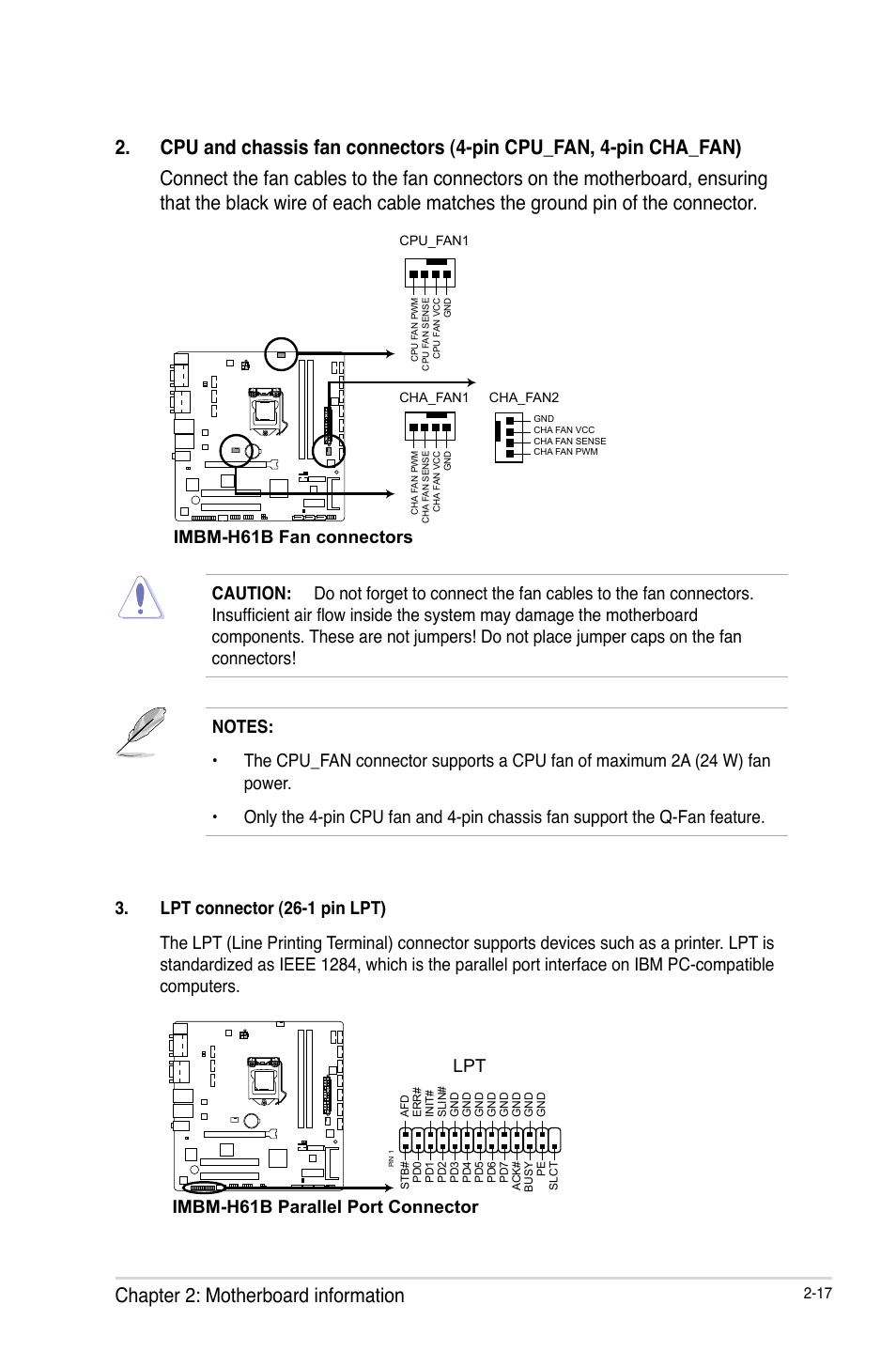 Chapter 2: motherboard information, Imbm-h61b fan connectors | AAEON IMBM-H61B User Manual | Page 25 / 52