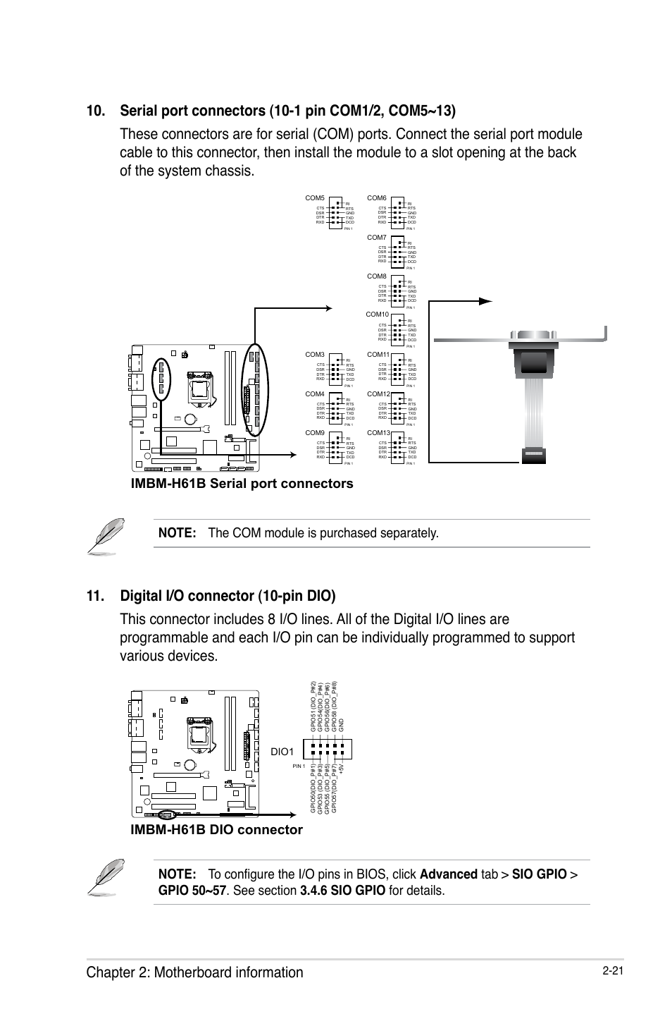 Imbm-h61b dio connector, Dio1 | AAEON IMBM-H61B User Manual | Page 29 / 52