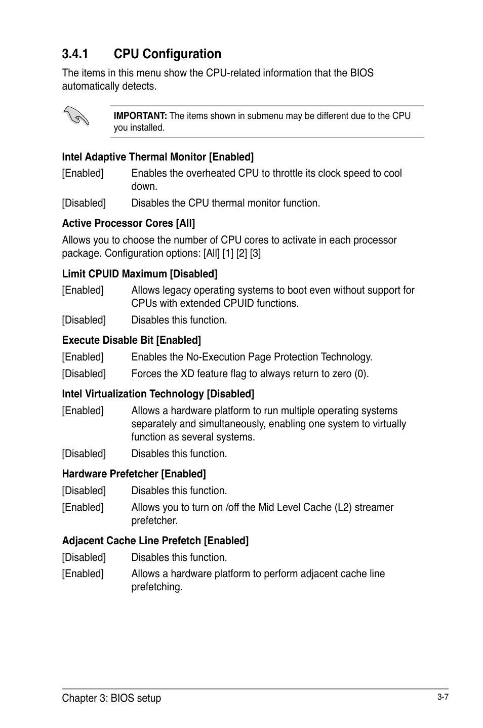 1 cpu configuration, Cpu configuration -7 | AAEON IMBM-H61B User Manual | Page 37 / 52