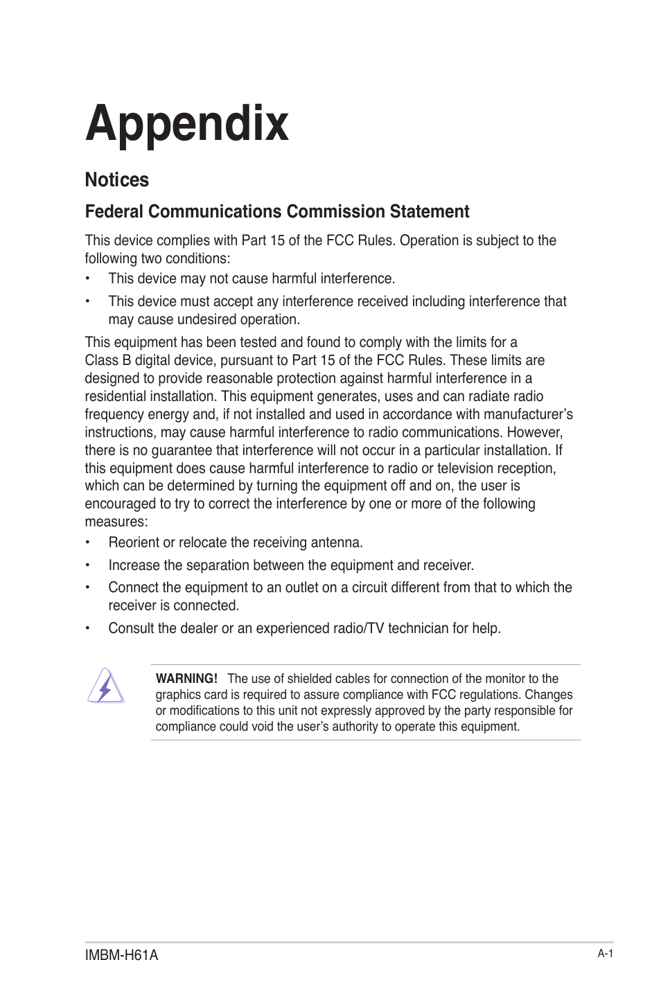 Appendix, Notices | AAEON IMBM-H61A User Manual | Page 51 / 52