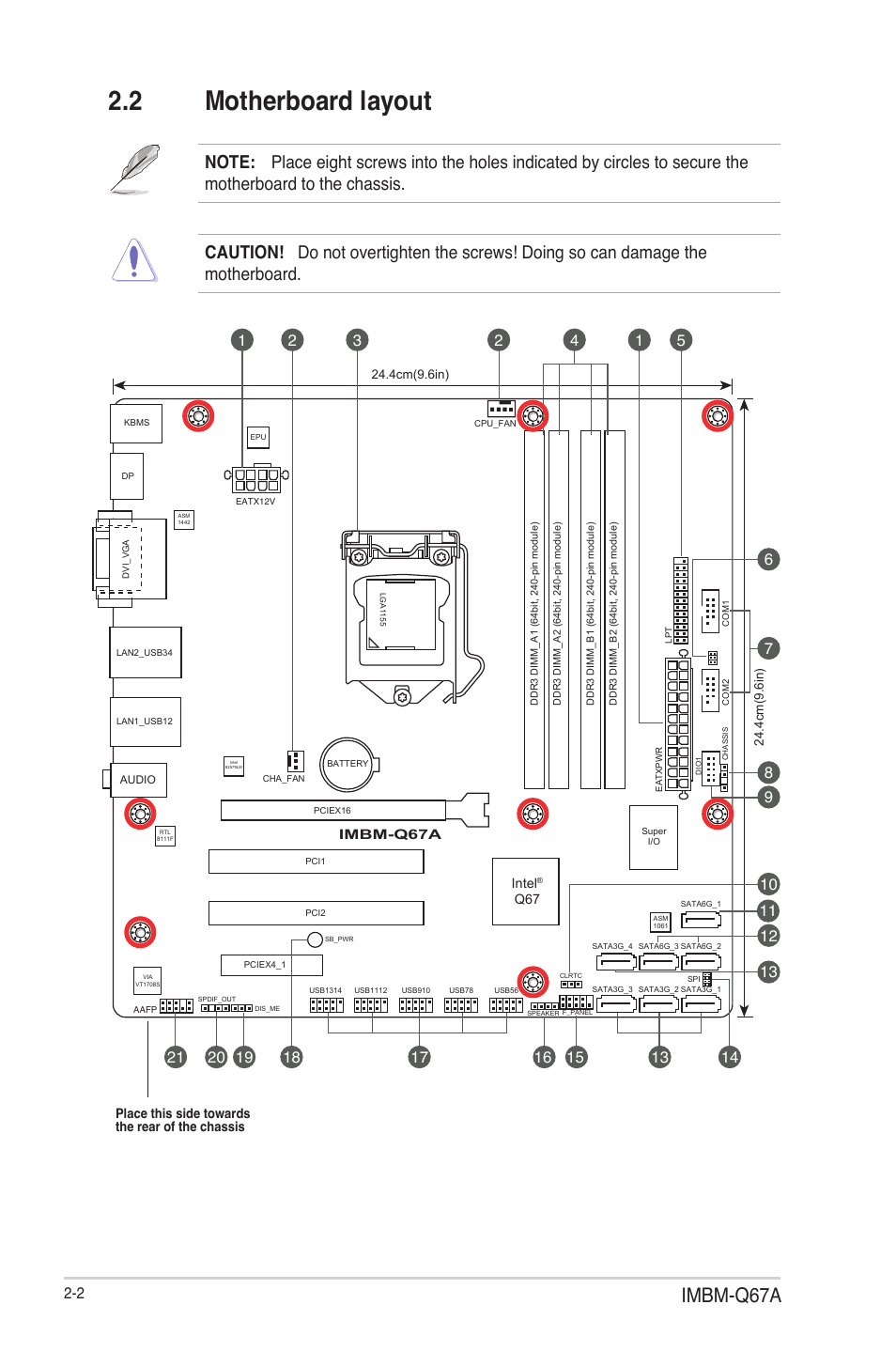 2 motherboard layout, Motherboard layout -2, Imbm-q67a | AAEON IMBM-Q67A User Manual | Page 10 / 56