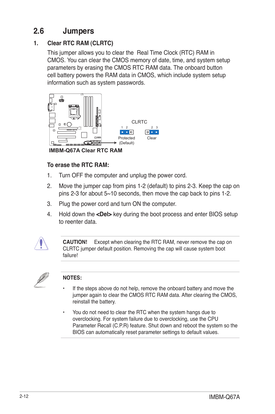 6 jumpers, Jumpers -12 | AAEON IMBM-Q67A User Manual | Page 20 / 56