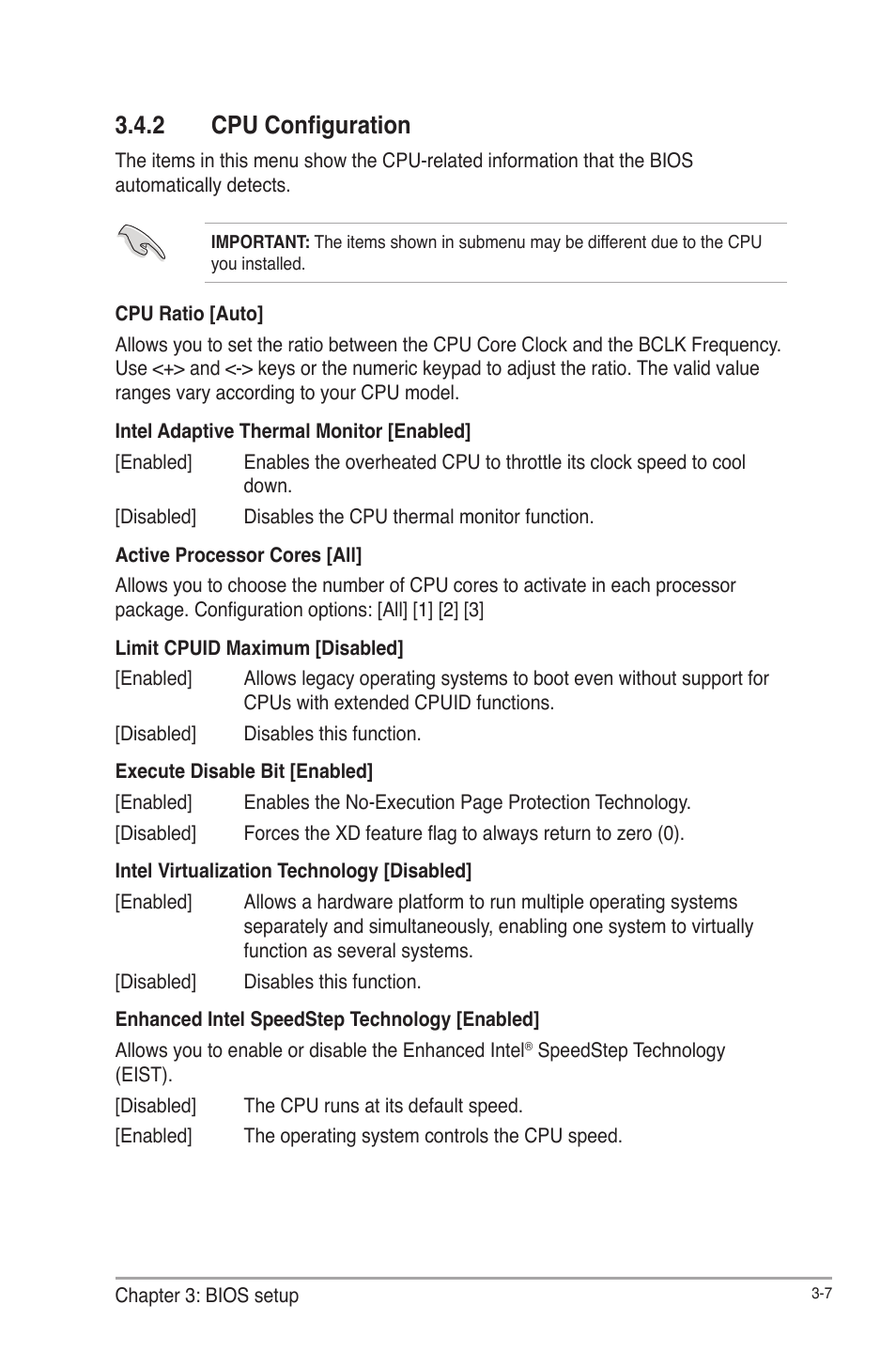 2 cpu configuration, Cpu configuration -7 | AAEON IMBM-Q67A User Manual | Page 39 / 56