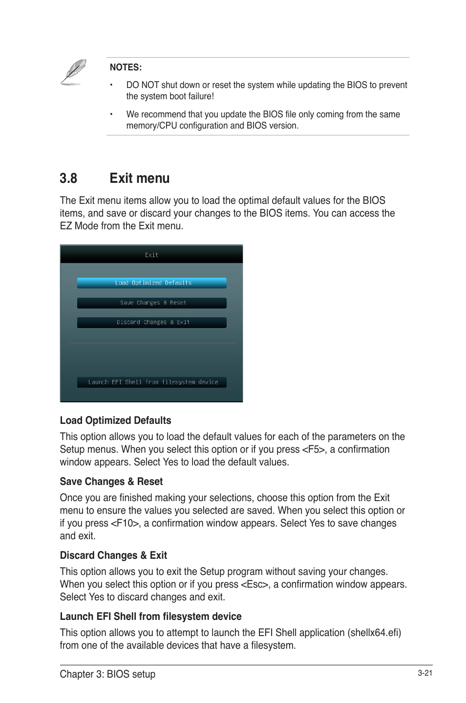 8 exit menu, Exit menu -21 | AAEON IMBM-Q67A User Manual | Page 53 / 56