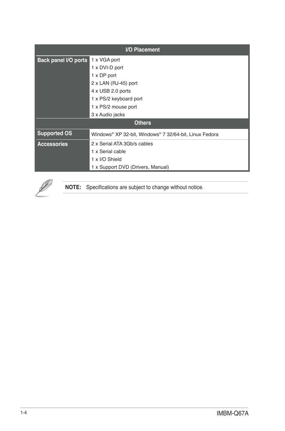 Imbm-q67a | AAEON IMBM-Q67A User Manual | Page 8 / 56