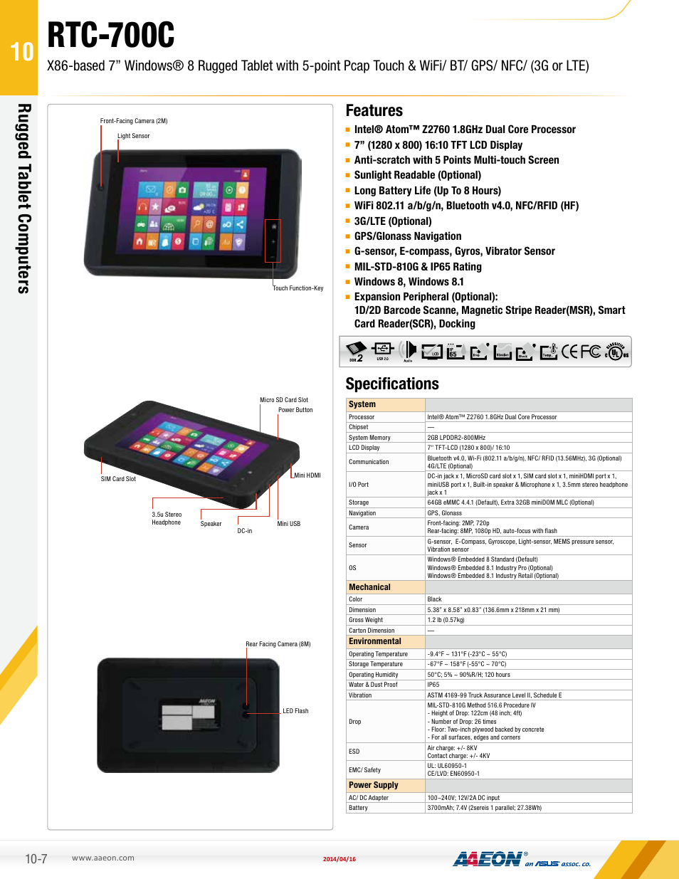 AAEON RTC-700C User Manual | 2 pages