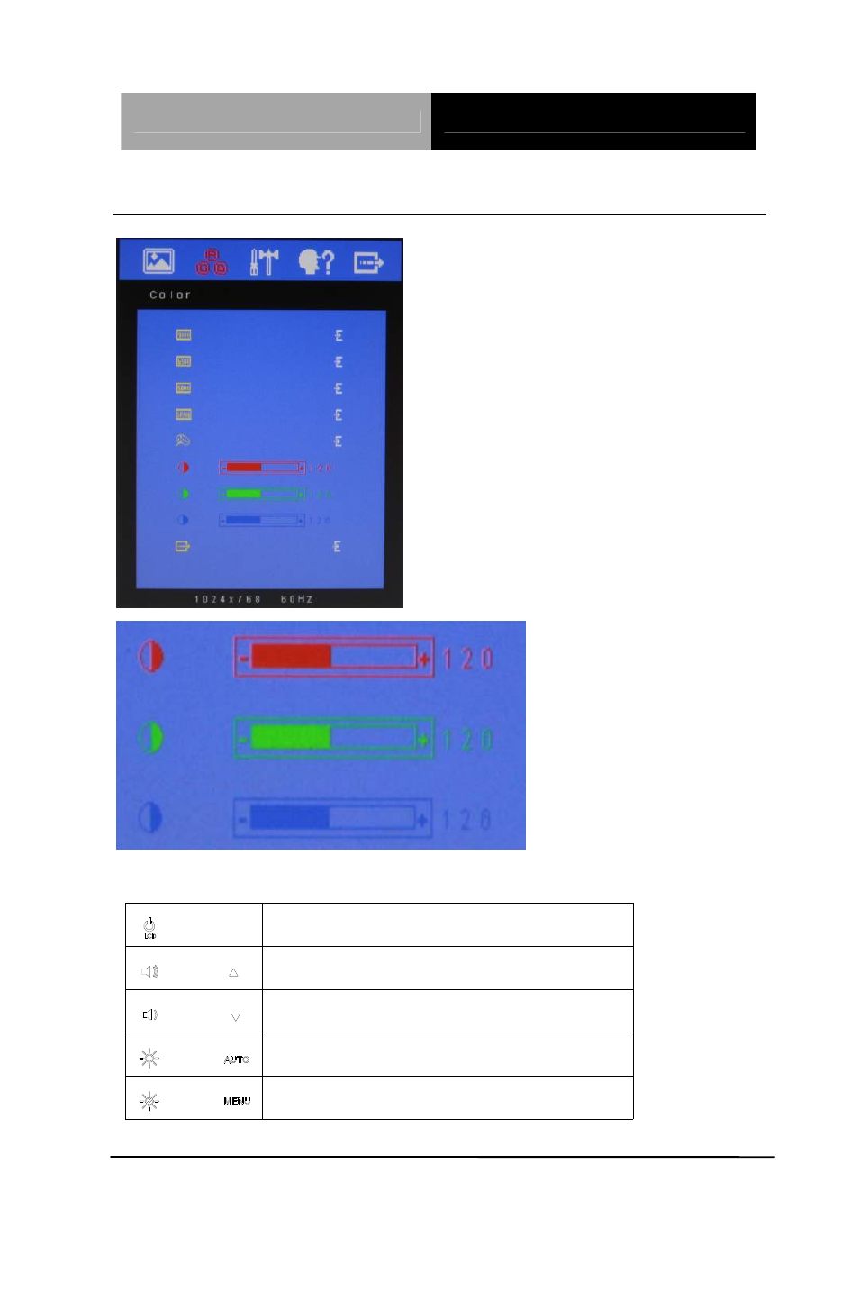 7 rgb color- submenu available key functions | AAEON ACD-515R User Manual | Page 35 / 50