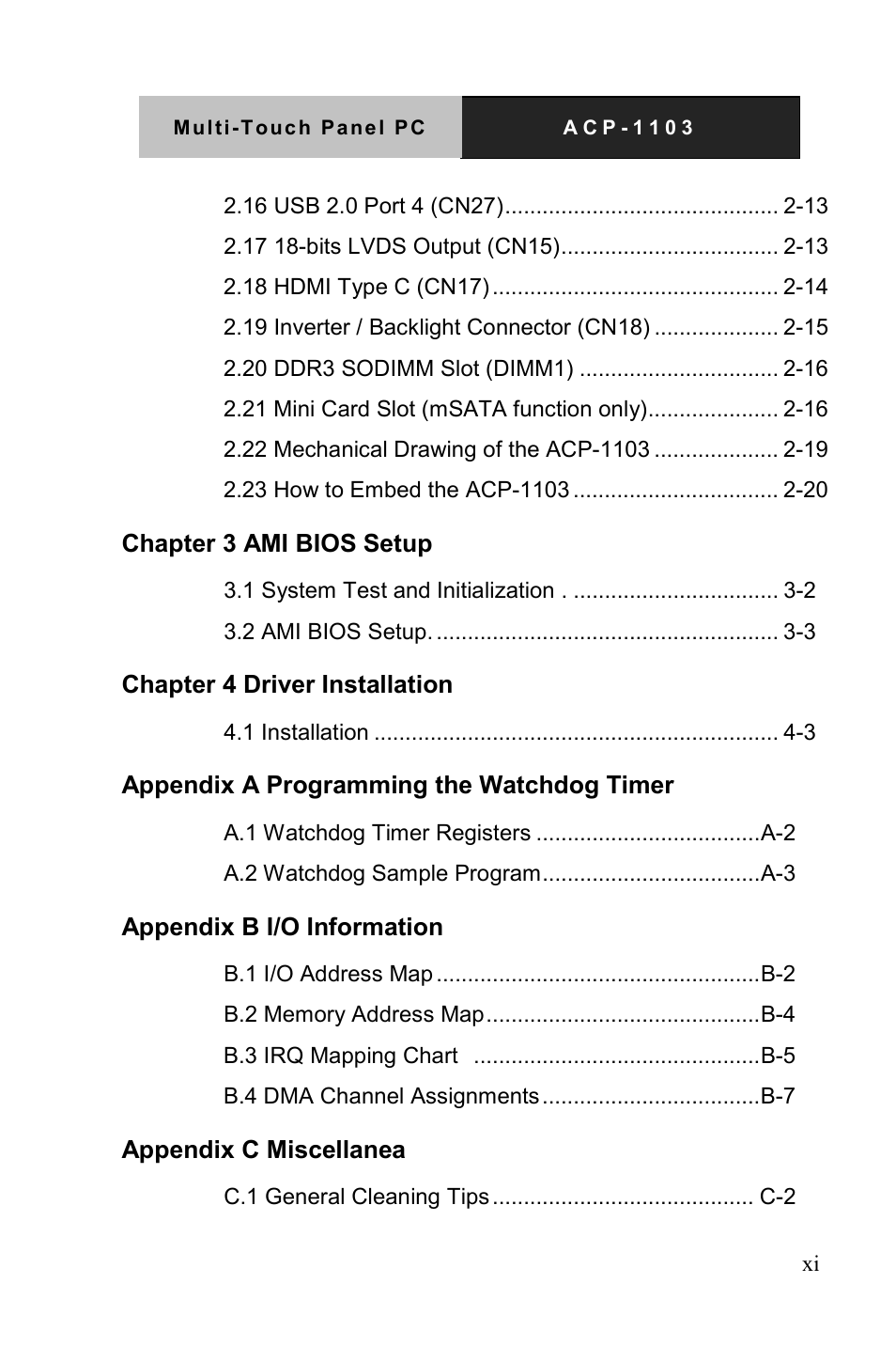 AAEON ACP-1103 User Manual | Page 12 / 115