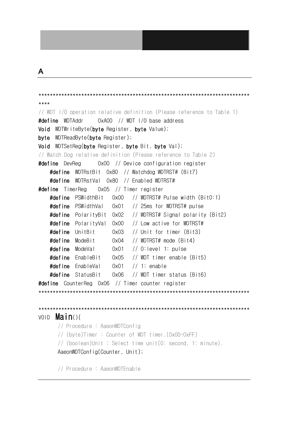 Main, A .2 watchdog sample program | AAEON ACP-1103 User Manual | Page 89 / 115