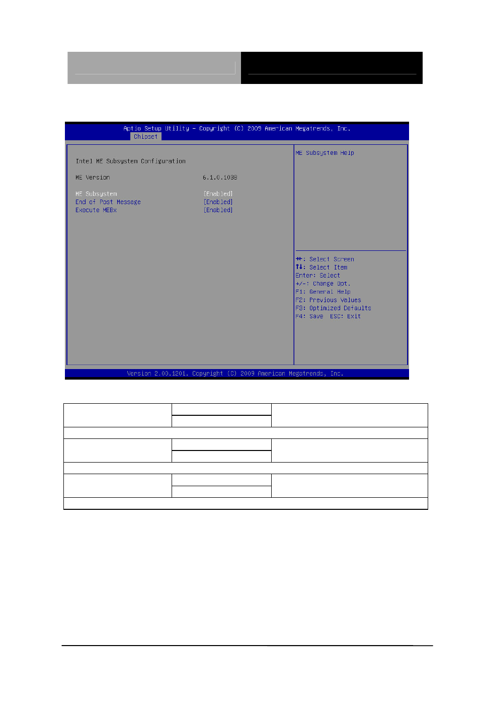 Me subsystem options summary | AAEON ACP-5185 User Manual | Page 58 / 106