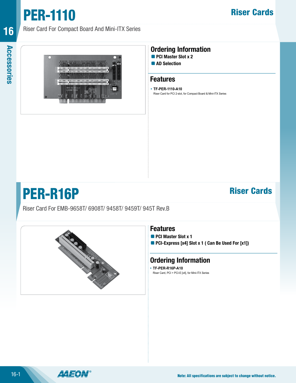 AAEON PER-R16P User Manual | 1 page