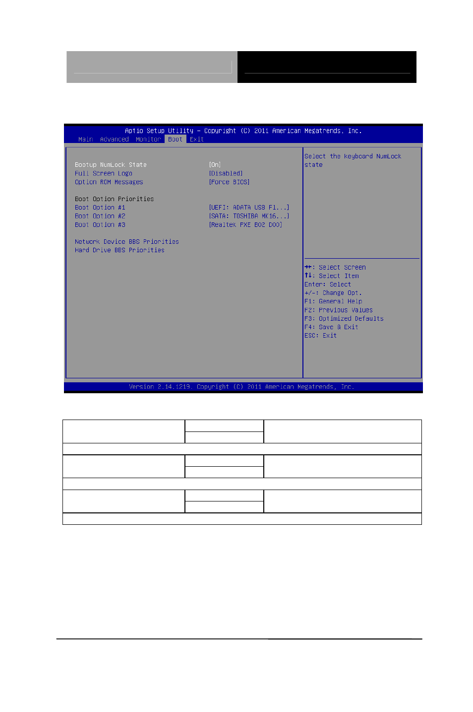 Boot options summary | AAEON AEC-6643 User Manual | Page 47 / 73