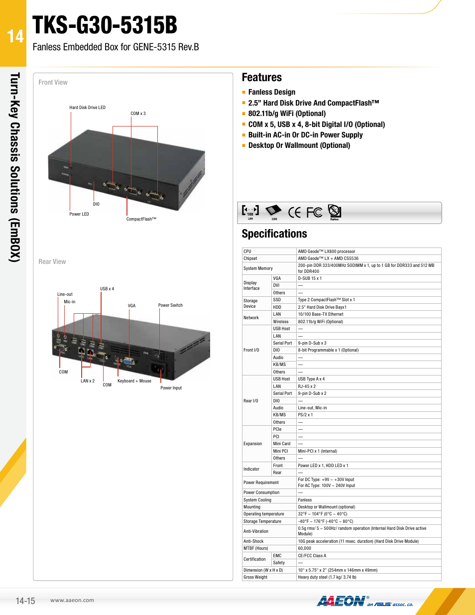 AAEON TKS-G30-5315B User Manual | 2 pages