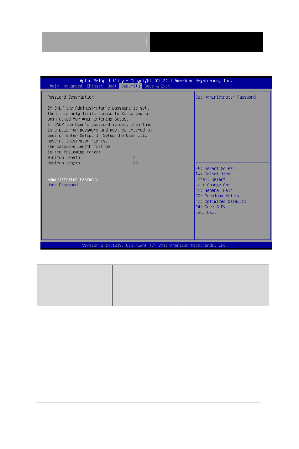 Setup submenu: security | AAEON TKS-G50-QM77 User Manual | Page 78 / 117