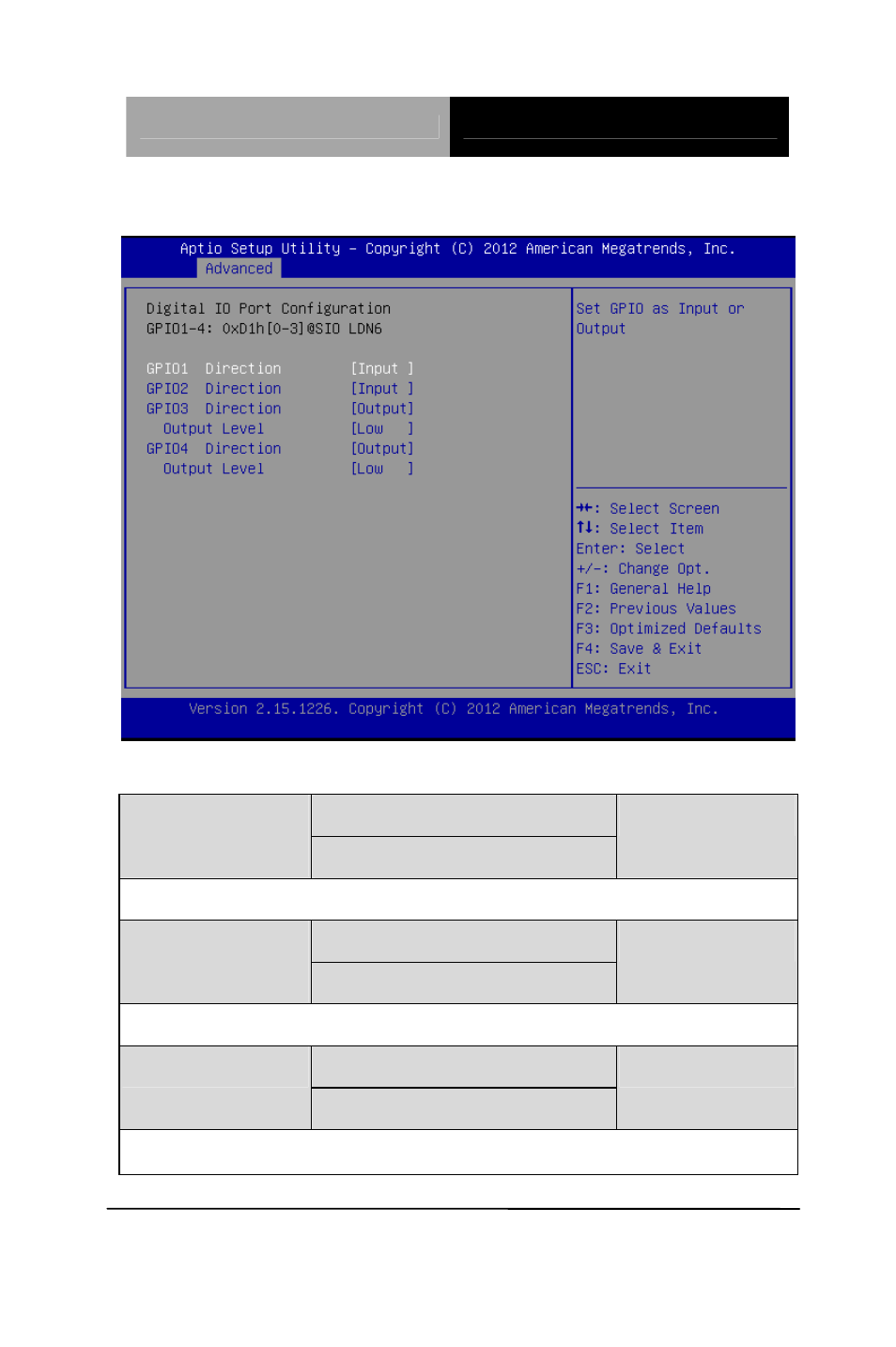 Digital io port configuration | AAEON PICO-HD01 User Manual | Page 58 / 104