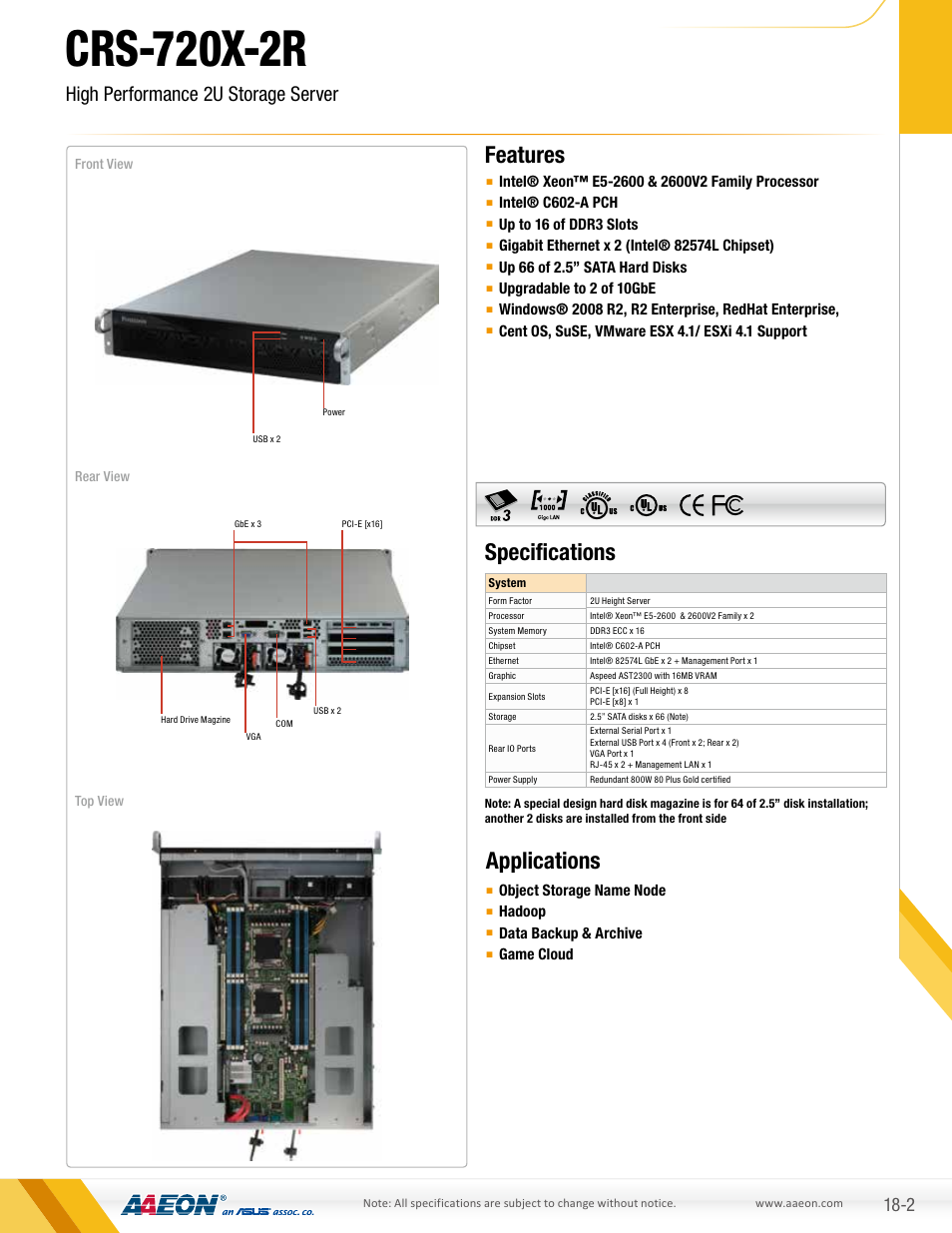 AAEON CRS-720X-2R User Manual | 1 page