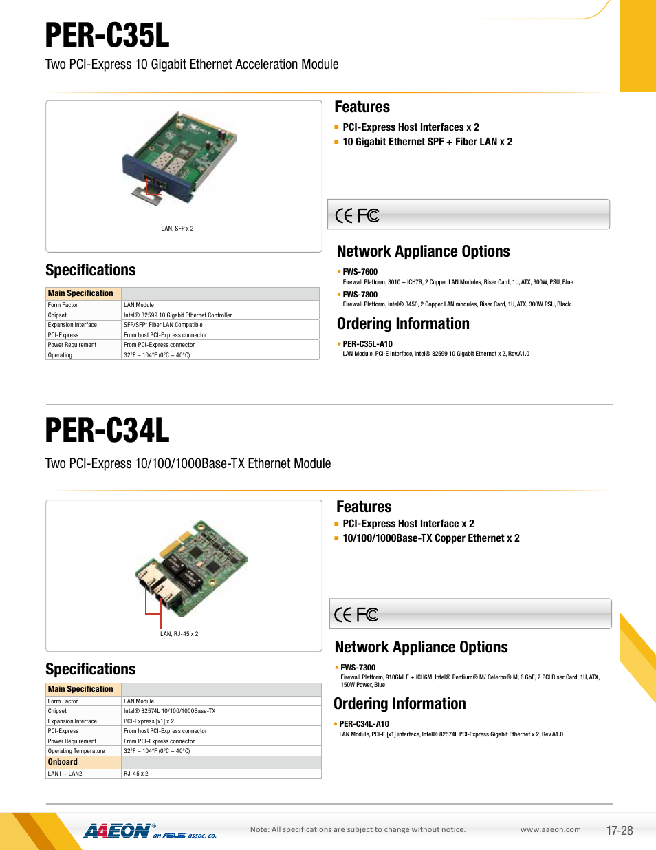 AAEON PER-C34L User Manual | 1 page