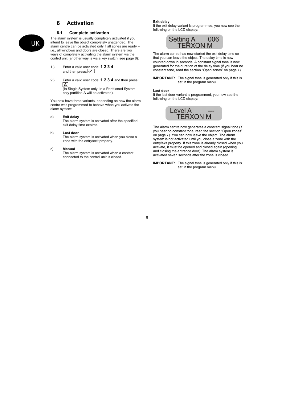 6 activation | ABUS AZ4299 Terxon SX Base Kit with sounder Operating instructions User Manual | Page 25 / 74