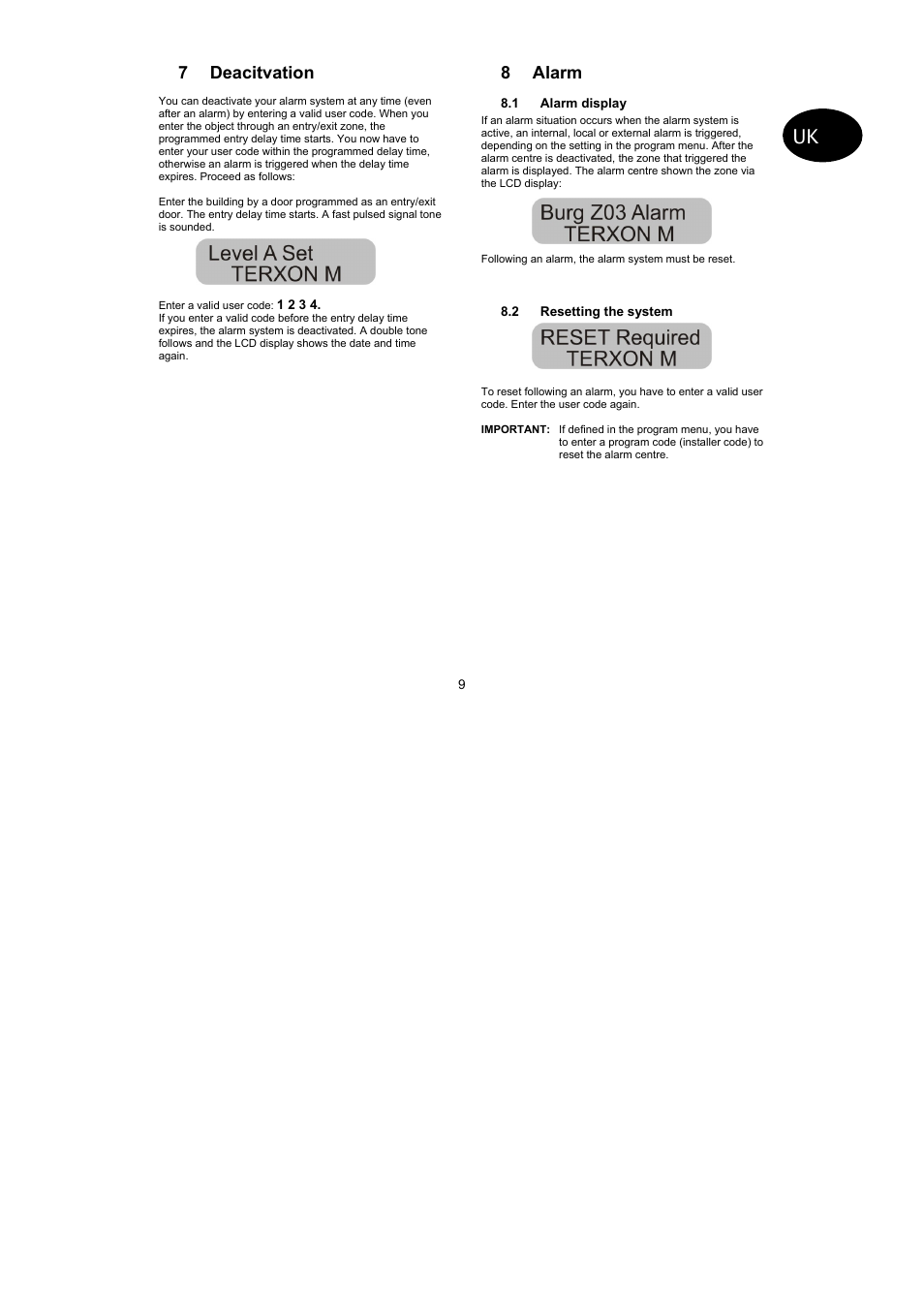 7 deacitvation, 8 alarm | ABUS AZ4299 Terxon SX Base Kit with sounder Operating instructions User Manual | Page 28 / 74