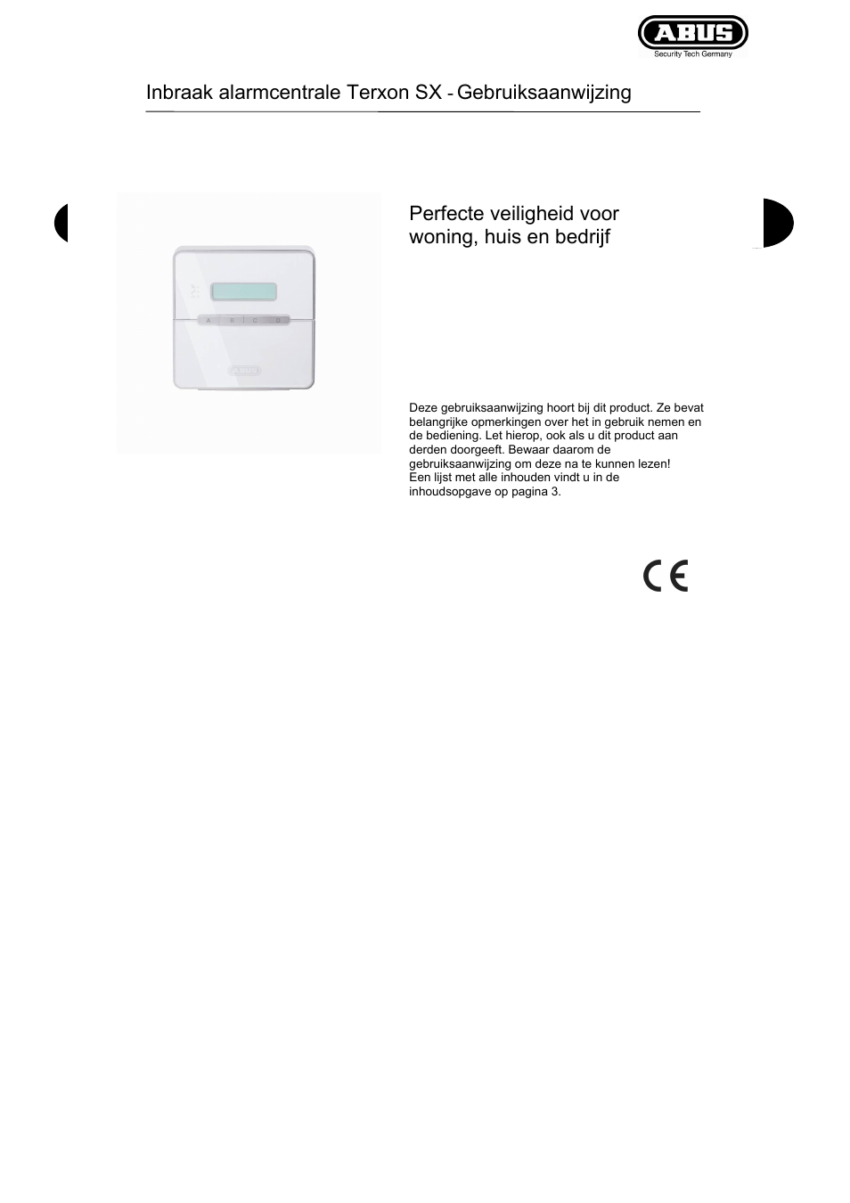 Bed_az4000_nl_ver3, Inbraak alarmcentrale terxon sx, Gebruiksaanwijzing | ABUS AZ4299 Terxon SX Base Kit with sounder Operating instructions User Manual | Page 56 / 74