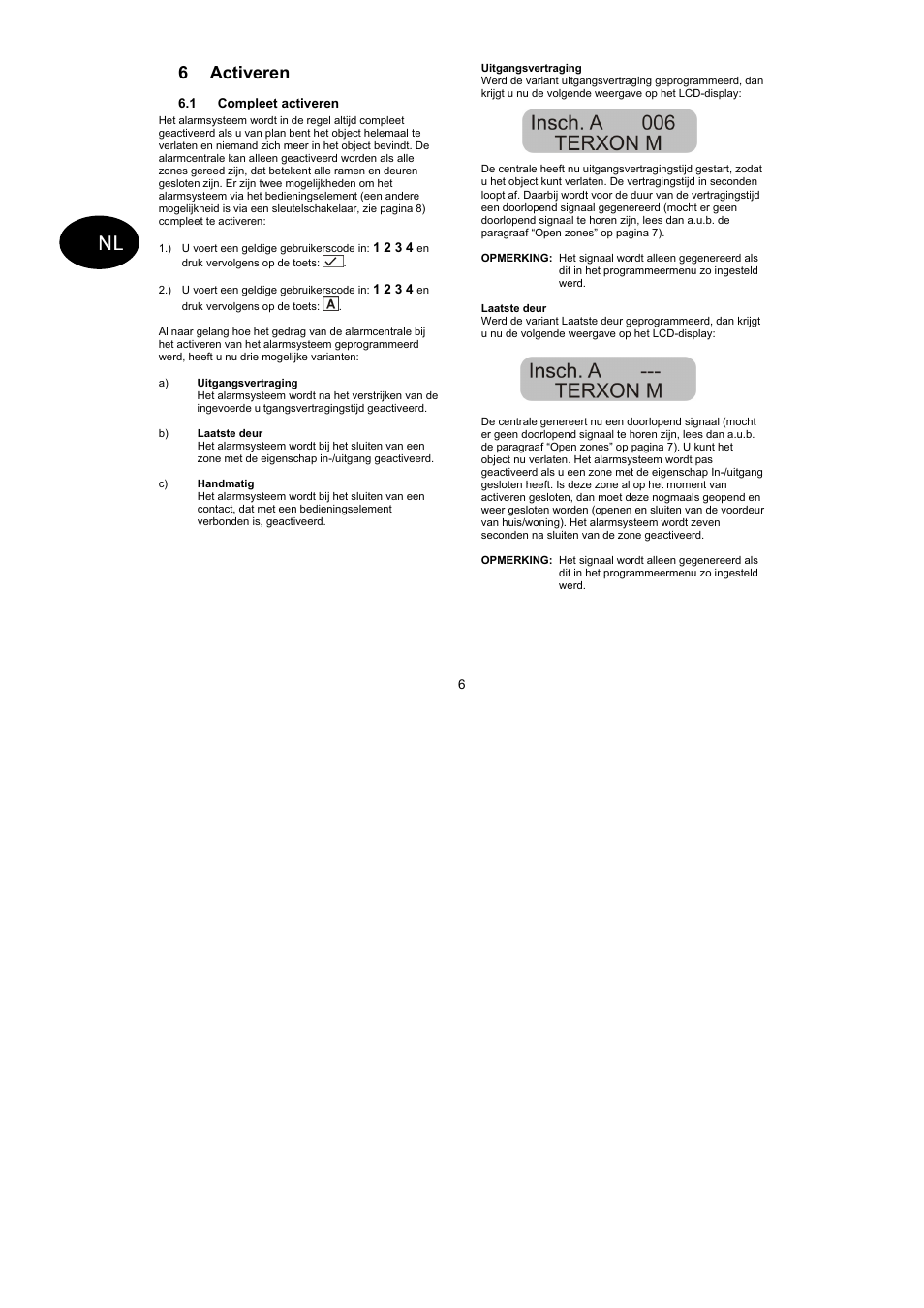 6 activeren | ABUS AZ4299 Terxon SX Base Kit with sounder Operating instructions User Manual | Page 62 / 74