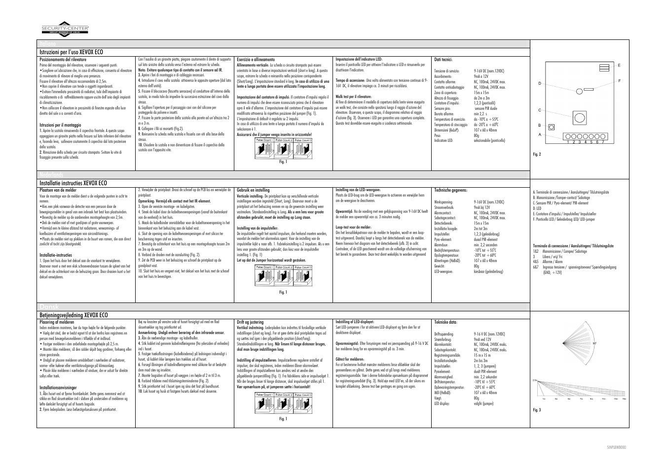 ABUS BW8000 Wired motion detector User Manual | 2 pages