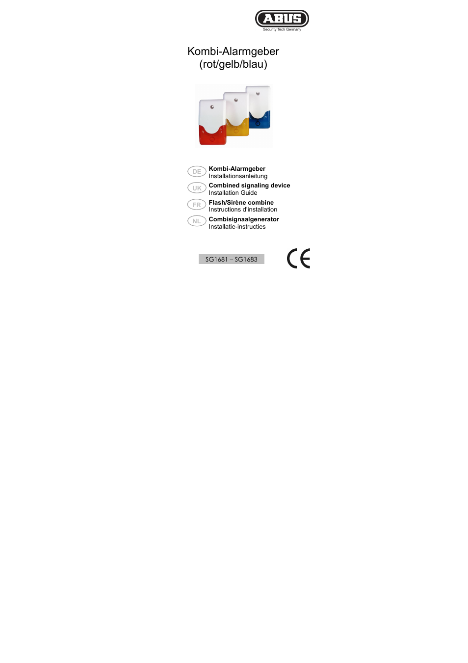 ABUS SG1683 Flashing light and siren User Manual | 12 pages