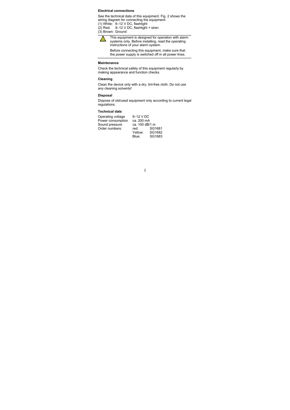 ABUS SG1683 Flashing light and siren User Manual | Page 6 / 12