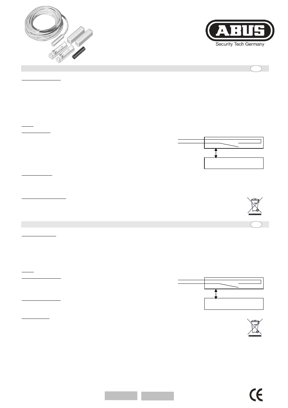 Installatie-instructies, Installations vejledning | ABUS FU7350 Opening detector, 2m, 2-core User Manual | Page 3 / 4