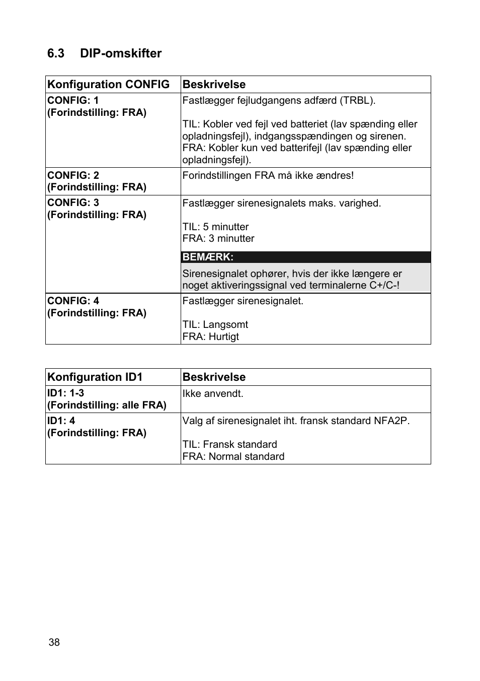 3 dip-omskifter | ABUS SG1810 Profiline sounder User Manual | Page 38 / 40