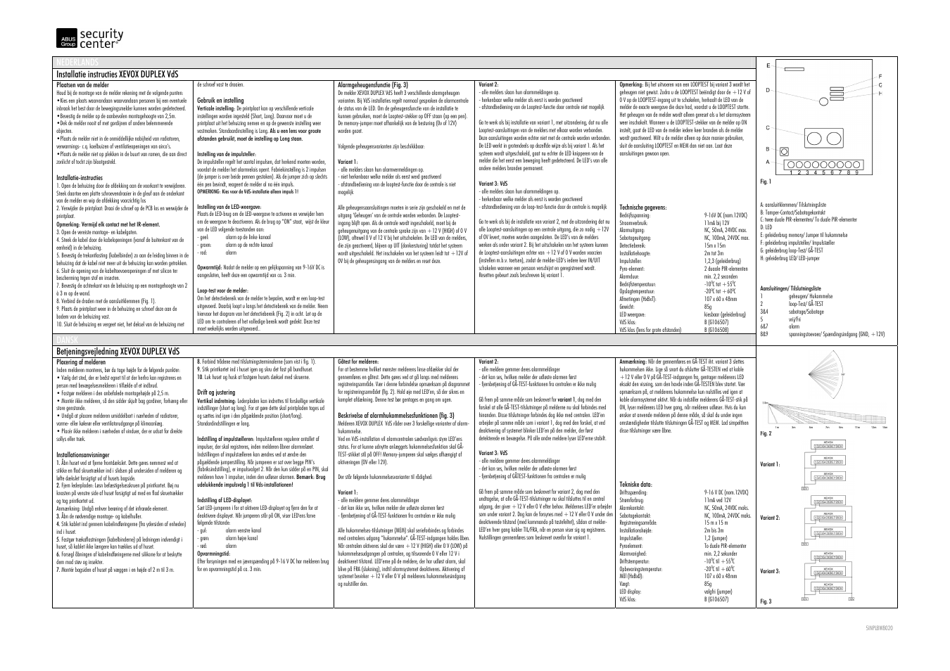 Xevox duplex vds_nl_dk | ABUS BW8020 Xevox Duplex VdS motion detector User Manual | Page 2 / 3