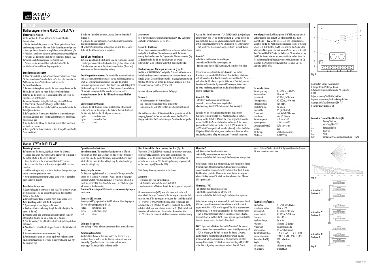 Xevox duplex vds_d_uk | ABUS BW8020 Xevox Duplex VdS motion detector User Manual | Page 3 / 3