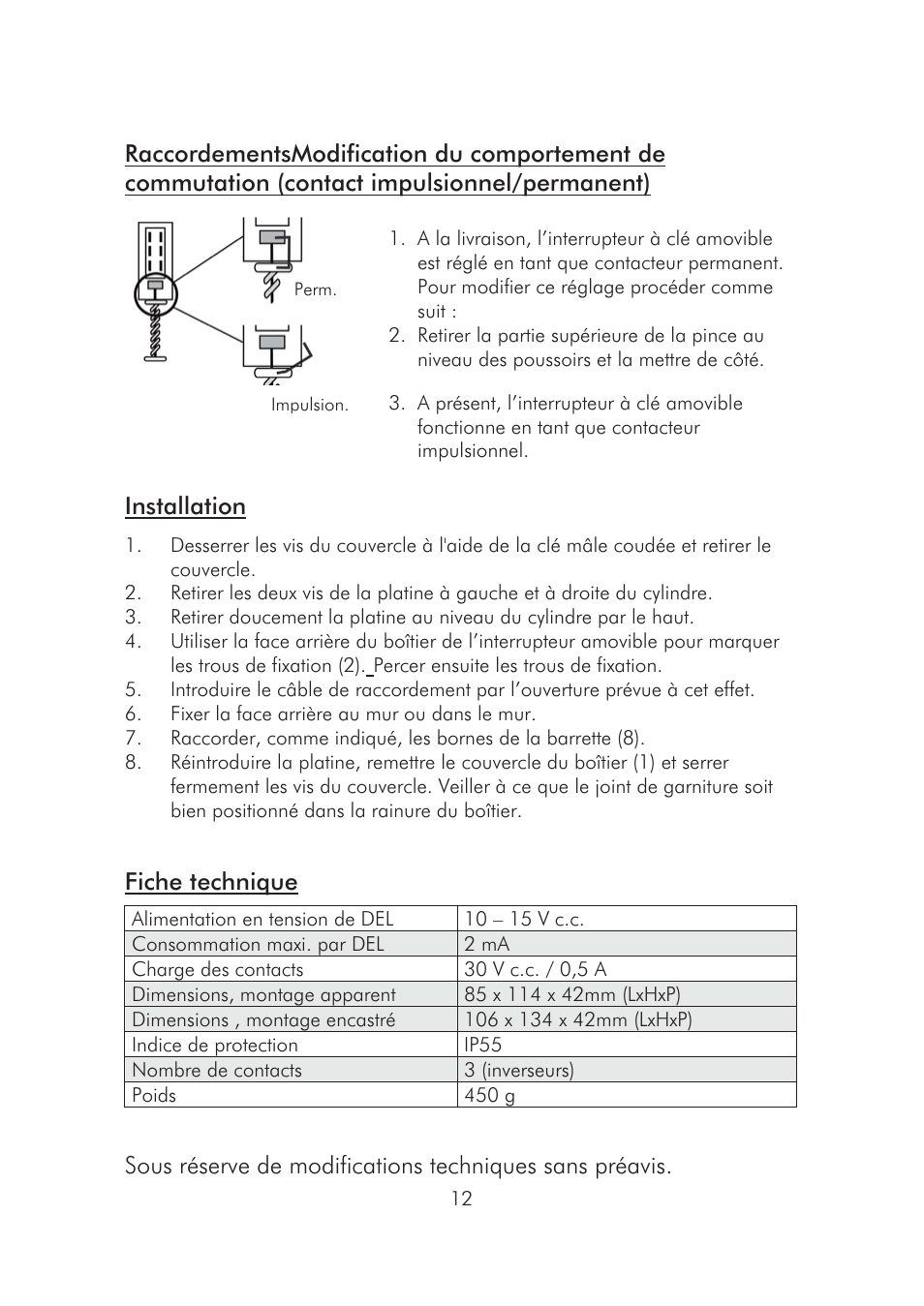 ABUS SE1010 Key switch incl. ABUS quality cylinder User Manual | Page 12 / 24