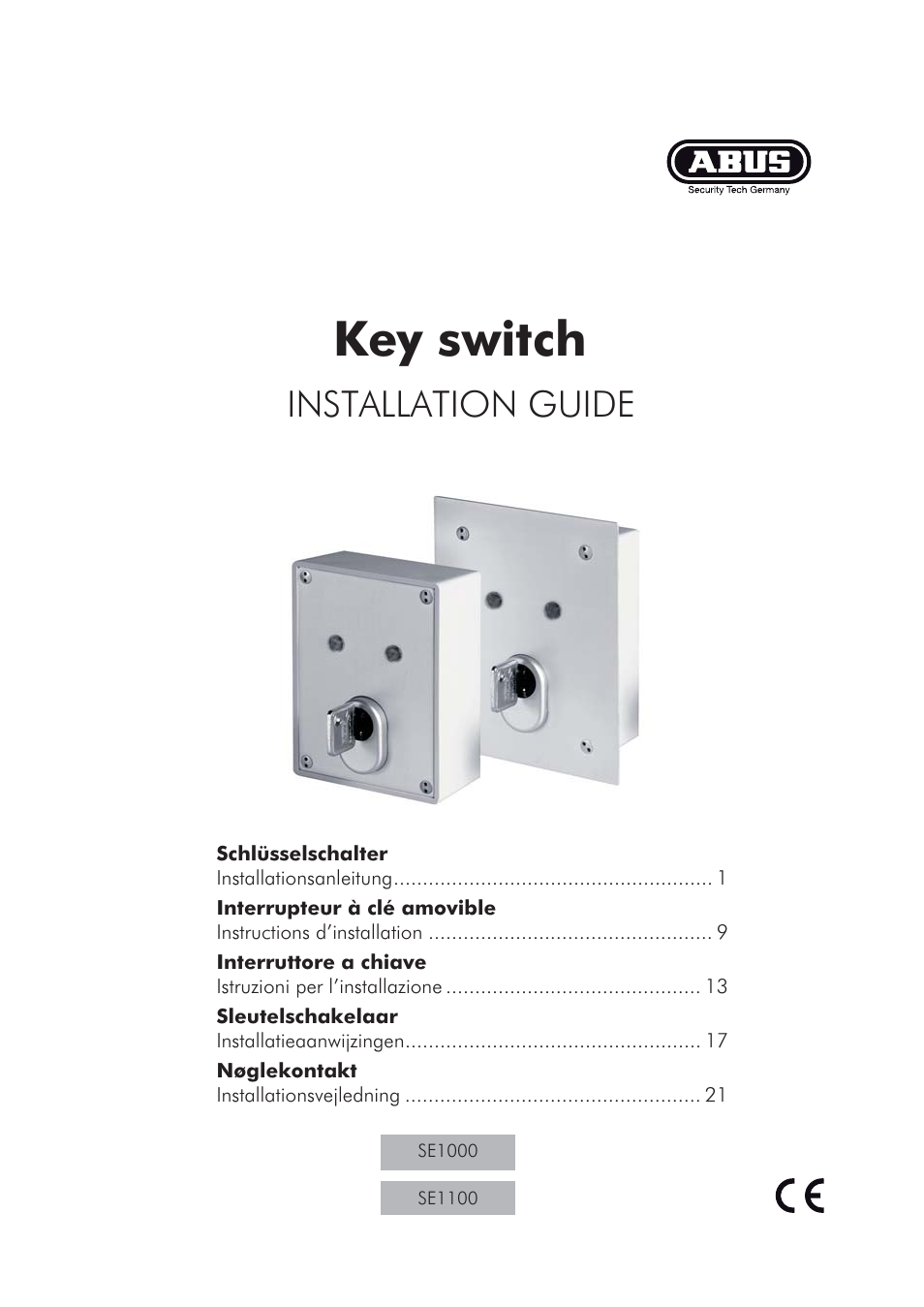 Key switch, Installation guide | ABUS SE1010 Key switch incl. ABUS quality cylinder User Manual | Page 5 / 24