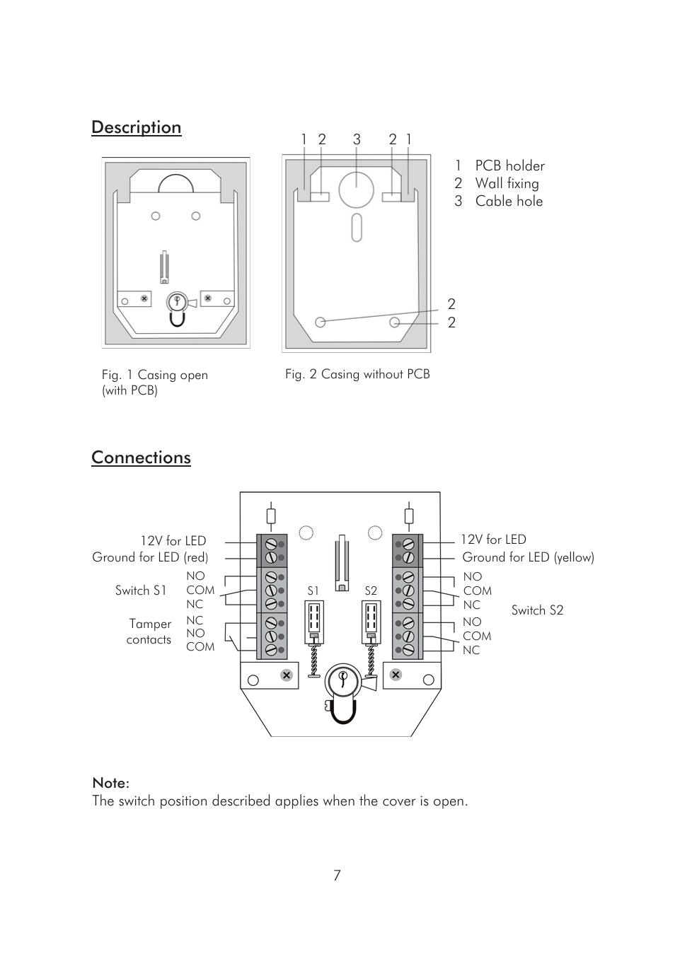 Description, Connections | ABUS SE1010 Key switch incl. ABUS quality cylinder User Manual | Page 7 / 24