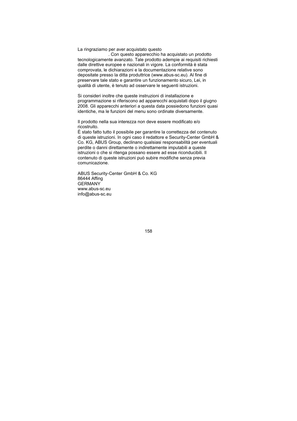 Prefazione | ABUS AZ6301 Terxon PSTN dialer User Manual | Page 158 / 189