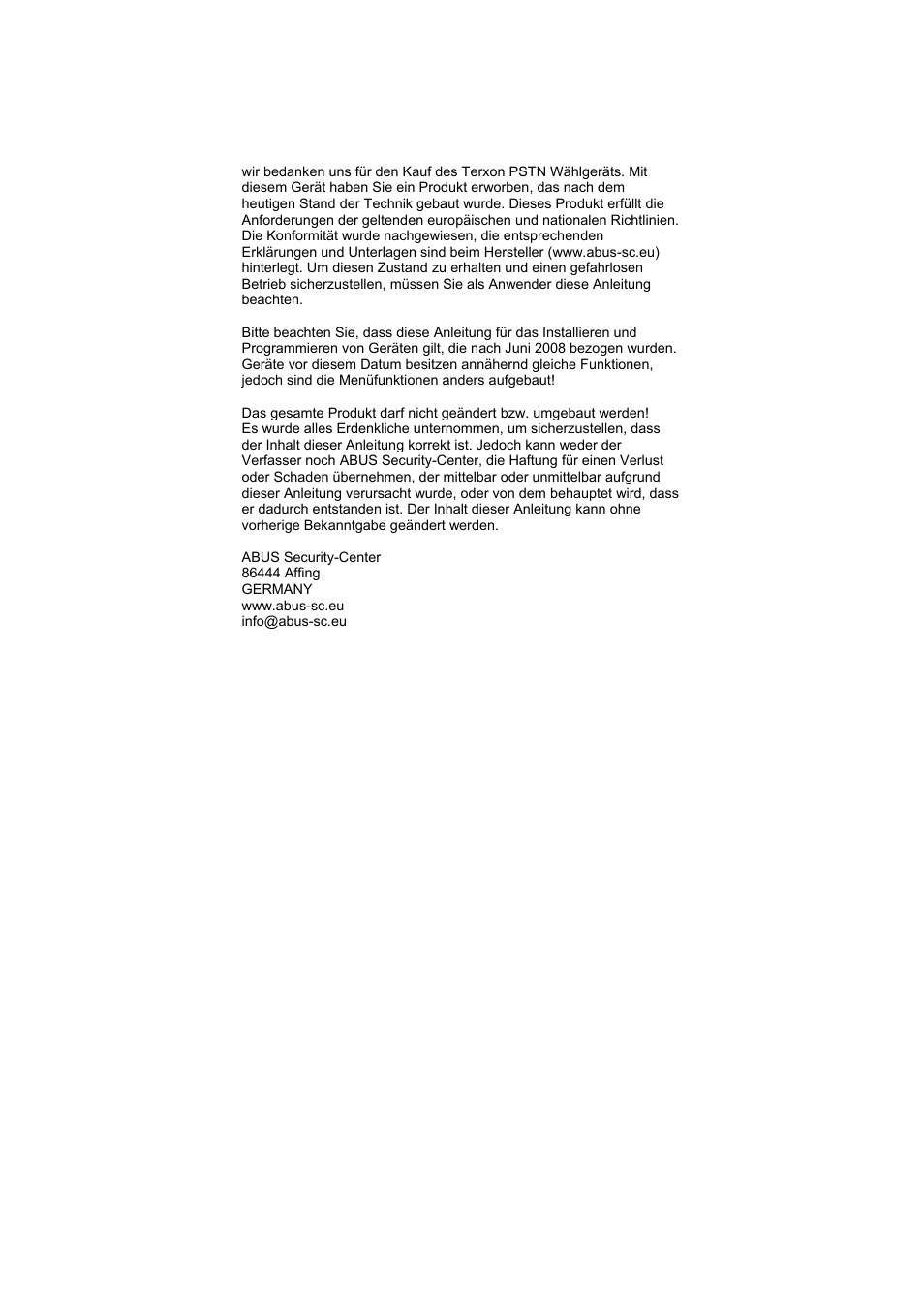 ABUS AZ6301 Terxon PSTN dialer User Manual | Page 2 / 189