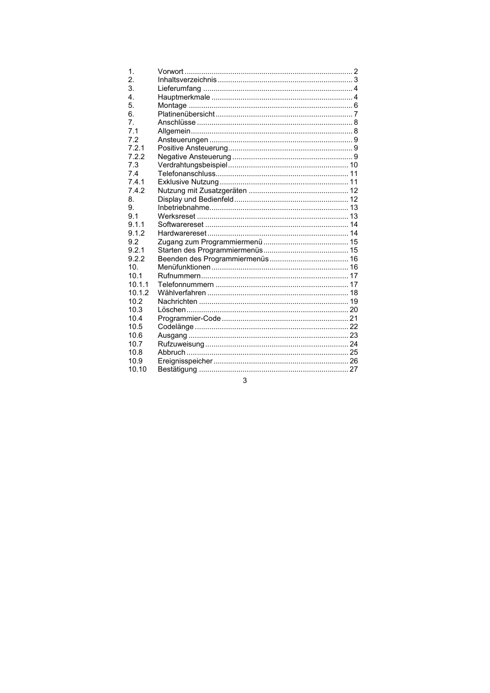 ABUS AZ6301 Terxon PSTN dialer User Manual | Page 3 / 189
