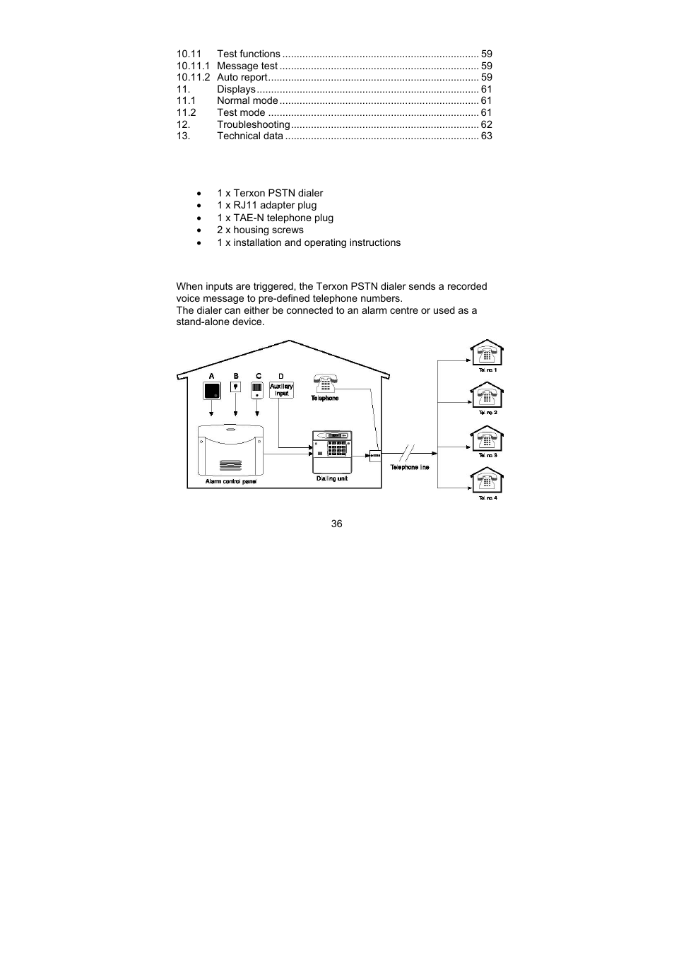 ABUS AZ6301 Terxon PSTN dialer User Manual | Page 36 / 189