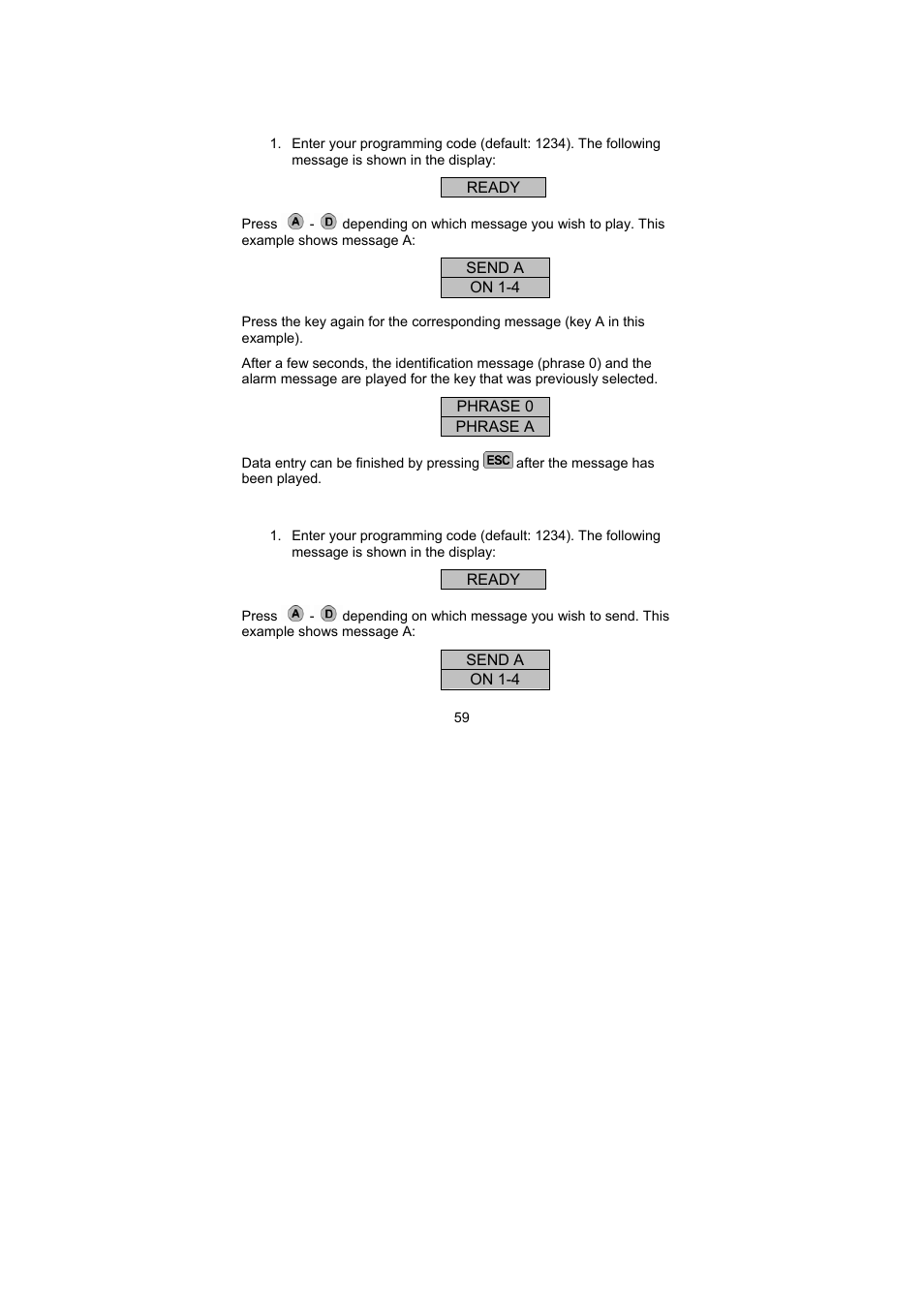ABUS AZ6301 Terxon PSTN dialer User Manual | Page 59 / 189