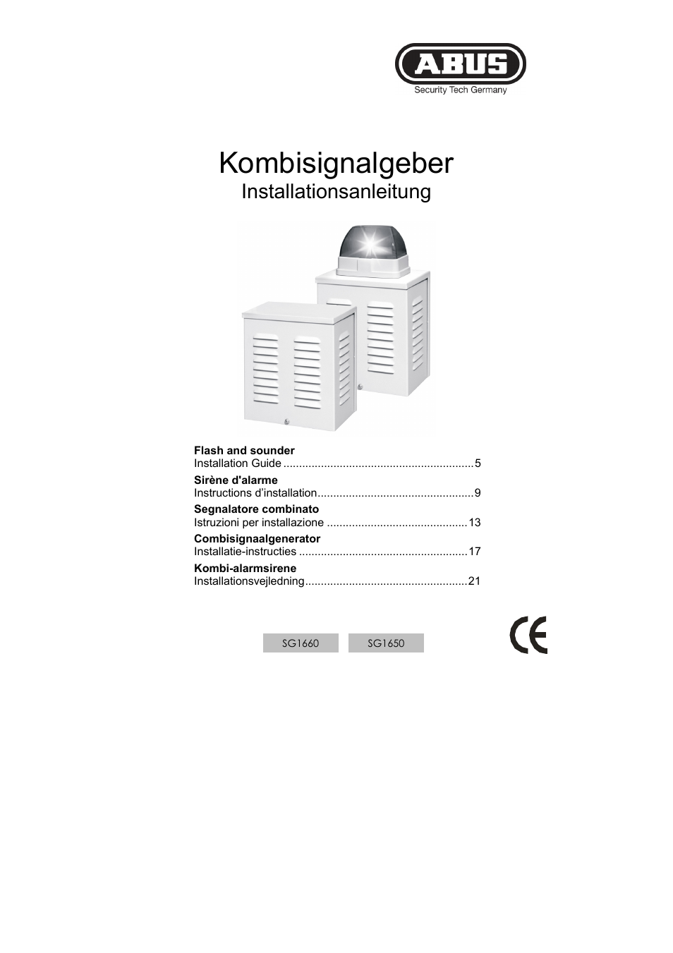 ABUS SG1660 Optic_acoustic combination signal transmitter User Manual | 24 pages