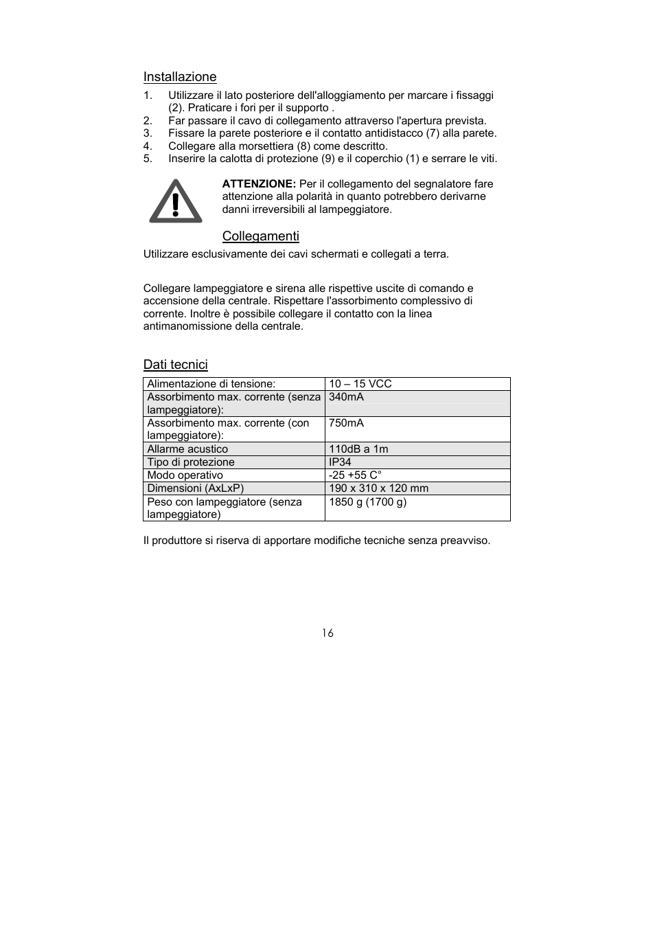 ABUS SG1660 Optic_acoustic combination signal transmitter User Manual | Page 16 / 24