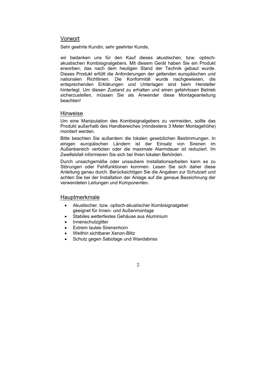 ABUS SG1660 Optic_acoustic combination signal transmitter User Manual | Page 2 / 24