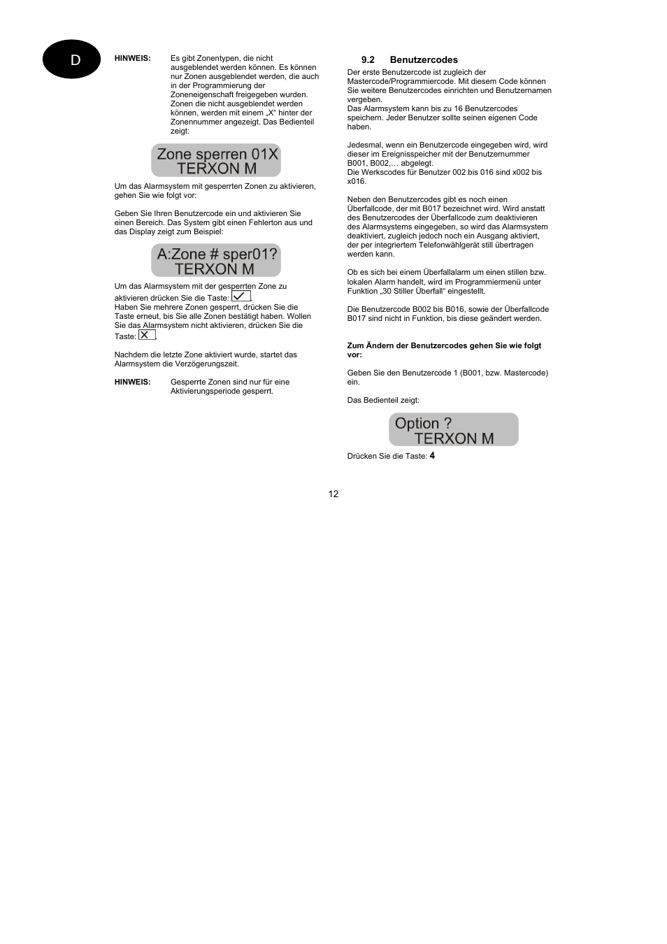 ABUS AZ4110 LCD Keypad for Terxon SX_MX Operating instructions User Manual | Page 12 / 82