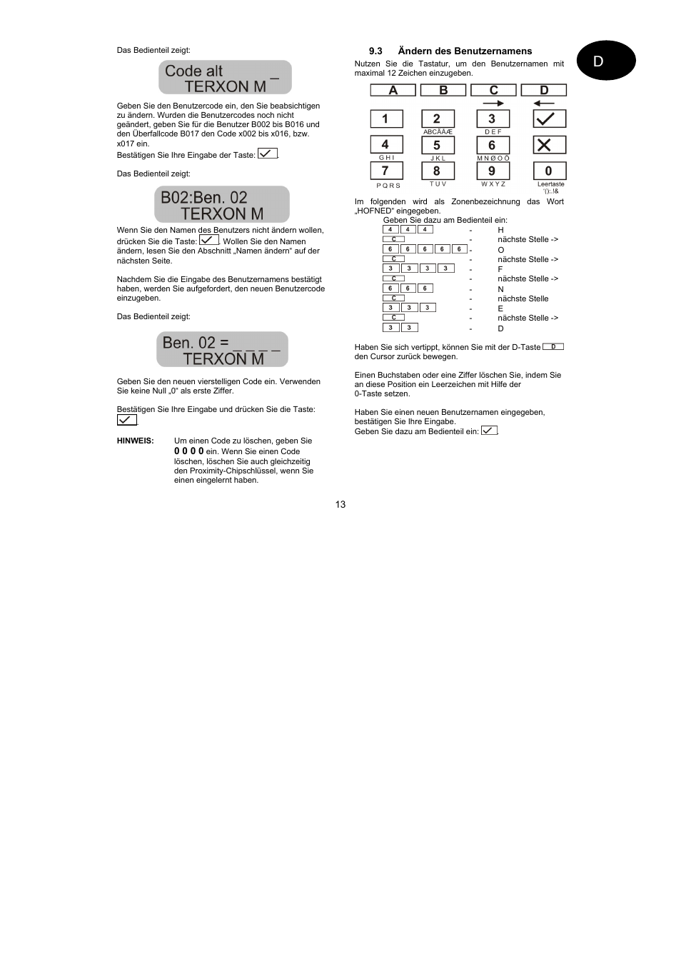 ABUS AZ4110 LCD Keypad for Terxon SX_MX Operating instructions User Manual | Page 13 / 82